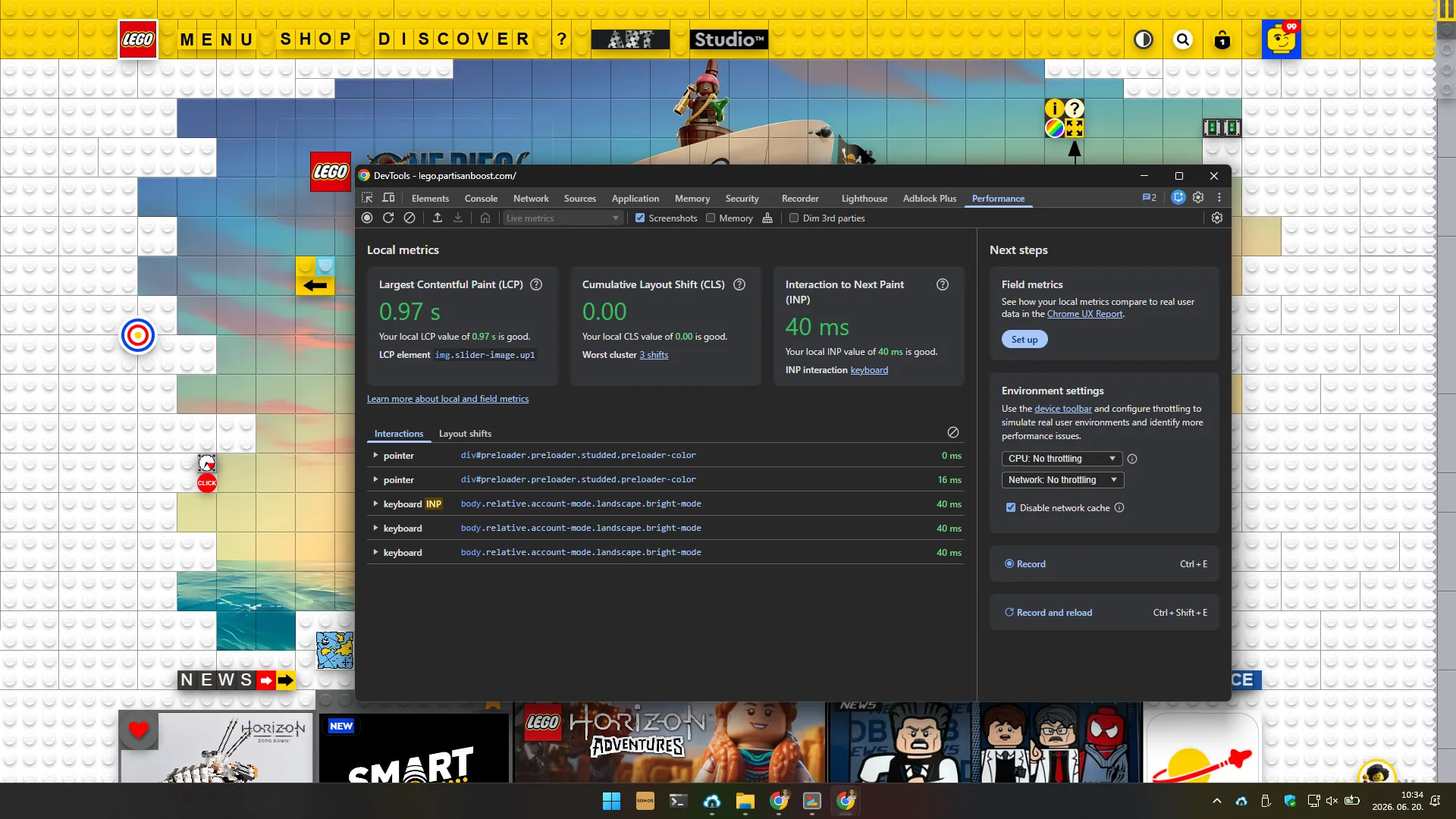 LEGO Website Performance Test created by Laszlo Barath