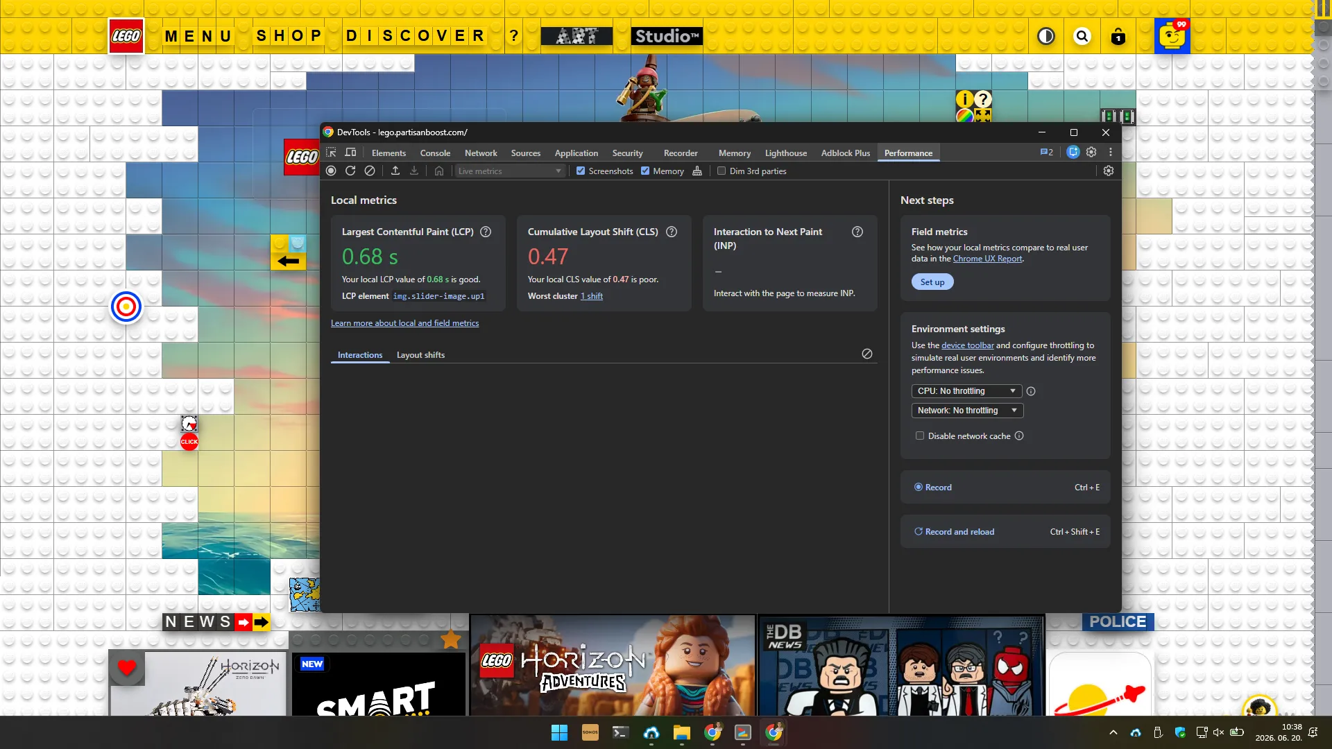 LEGO Website Performance Test created by Laszlo Barath