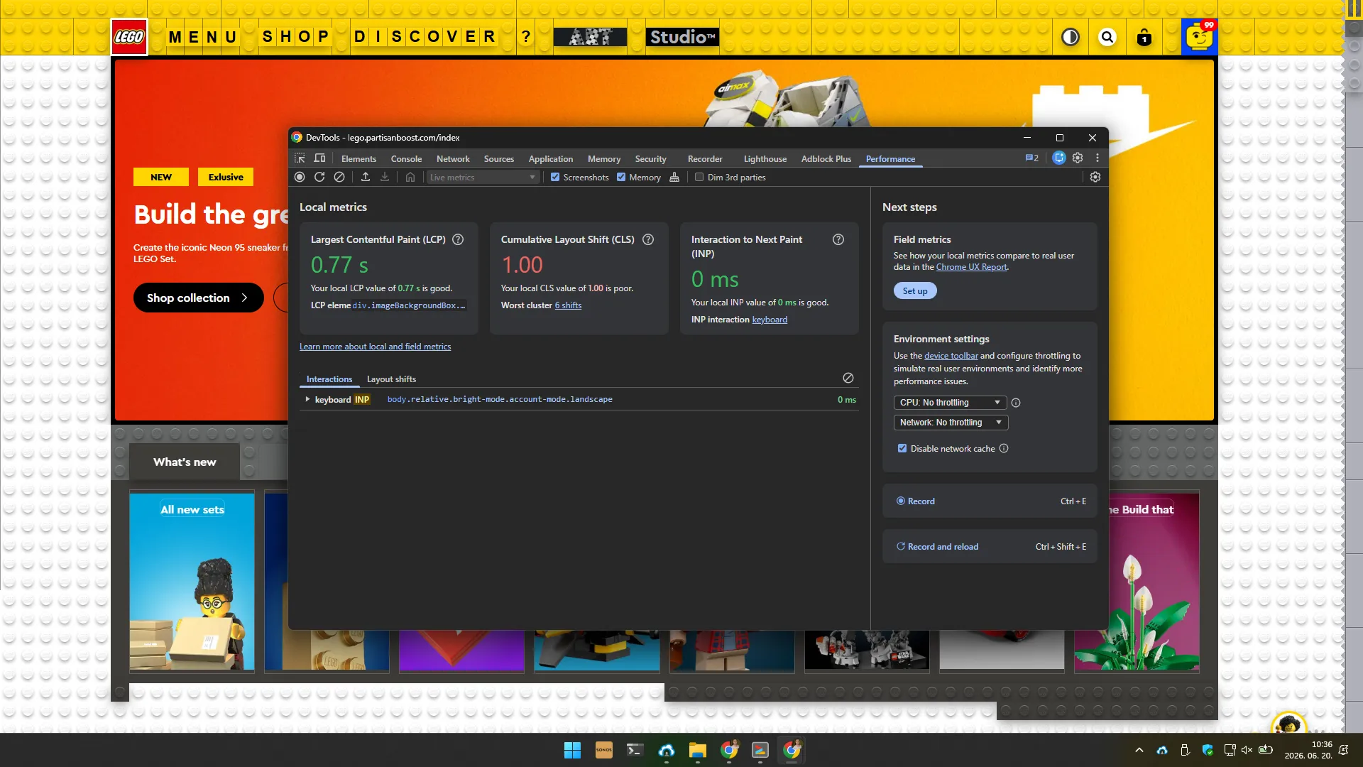 LEGO Website Performance Test created by Laszlo Barath