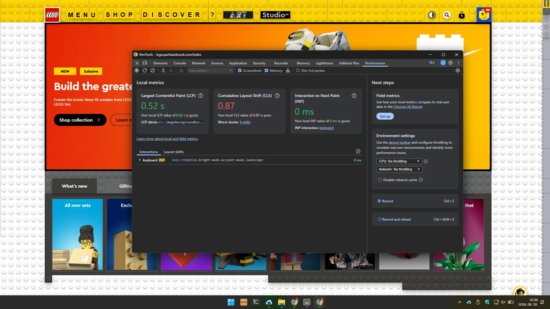 LEGO Website Performance Test created by Laszlo Barath