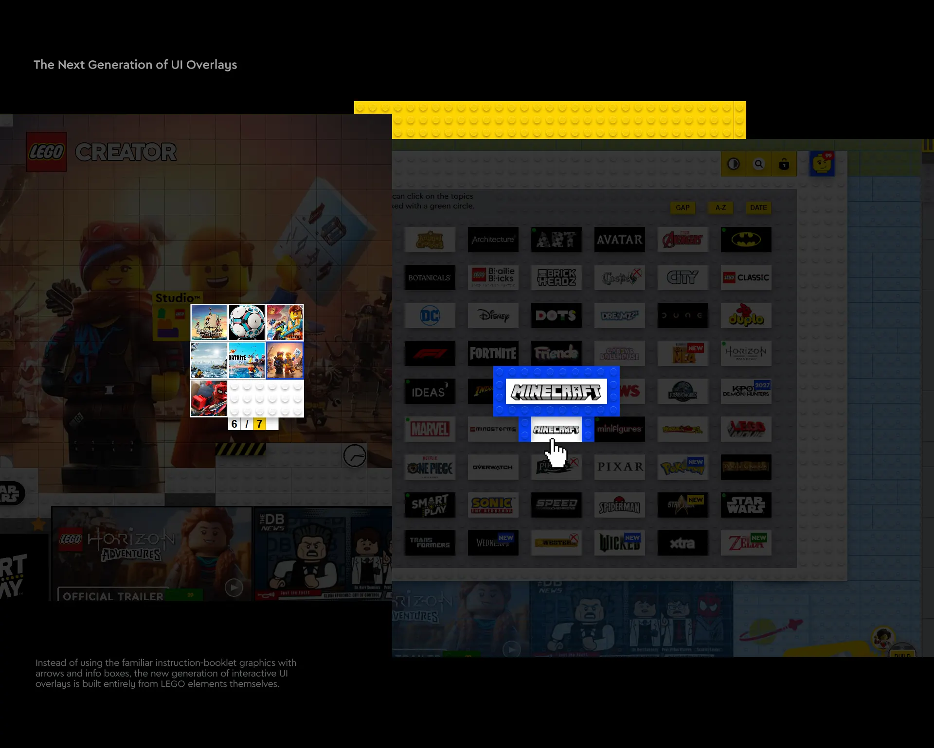 LEGO® Website Redesign Concept - The Next Generation of UI Overlays by Laszlo Barath