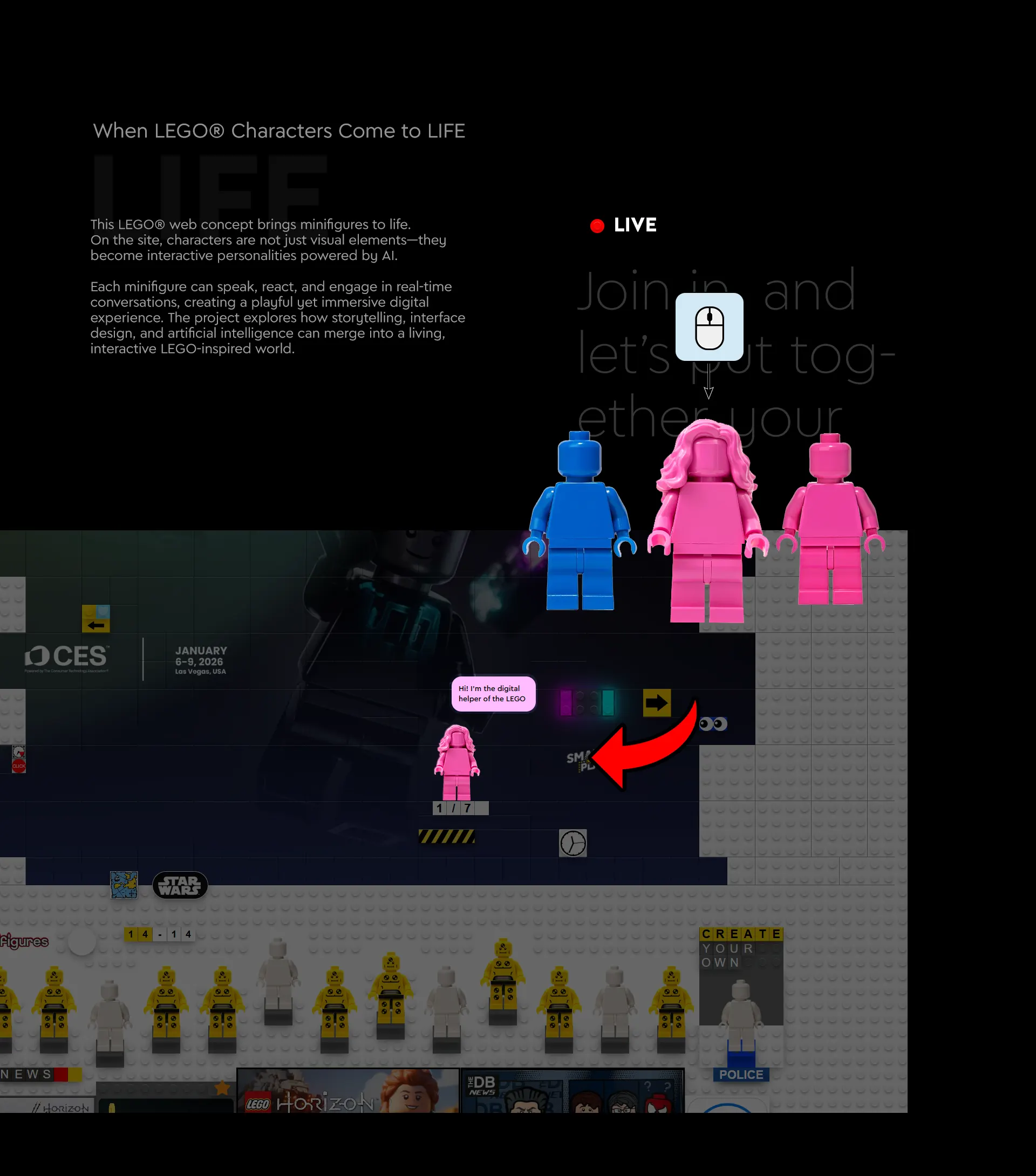 LEGO® Website Concept - AI-Driven Minifigure Interactions by Laszlo Barath
