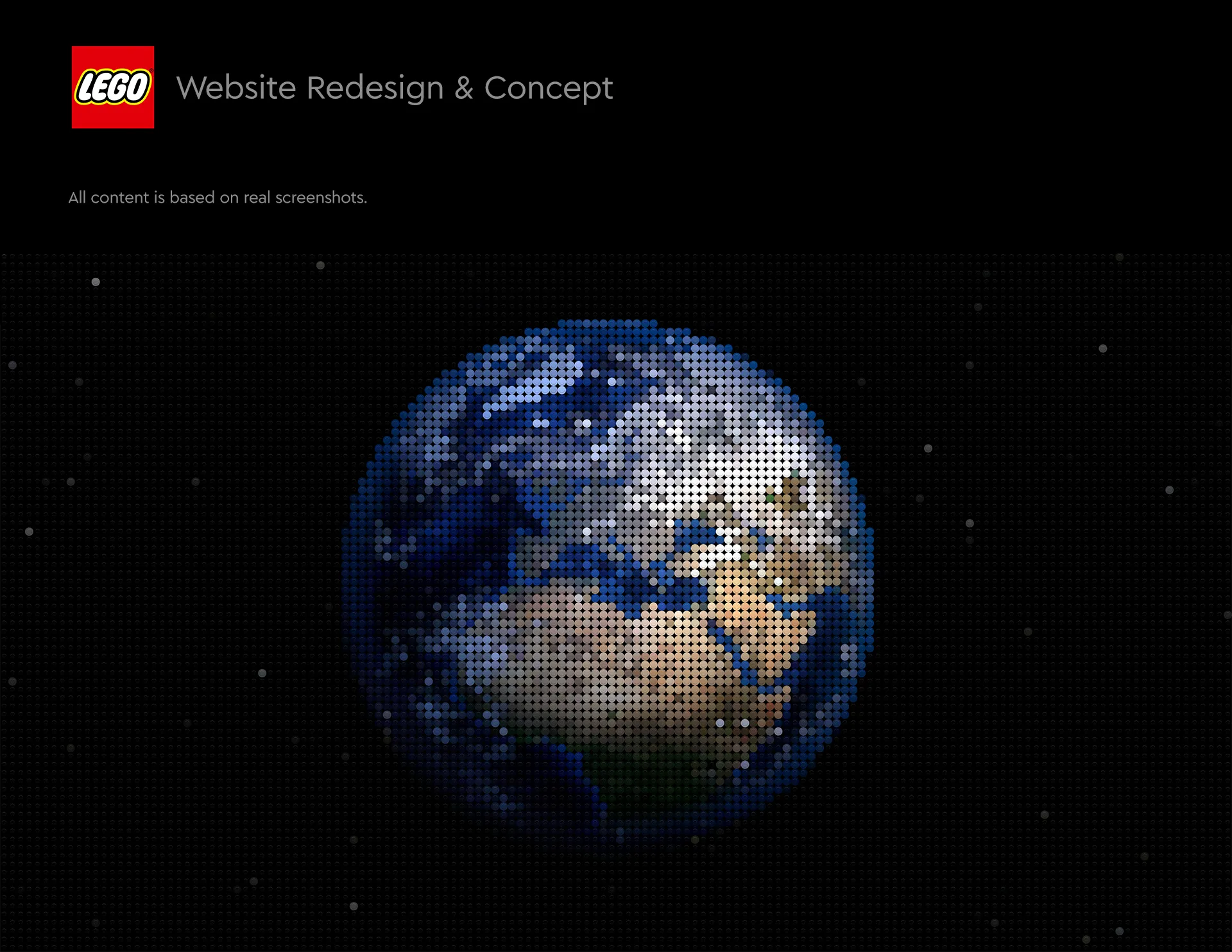 LEGO website redesign concept by Laszlo Barath - Hero header section with 3D interactive bricks