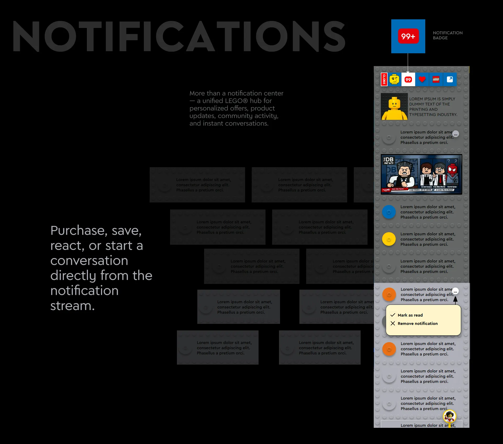 LEGO Web Concept - Notifications
