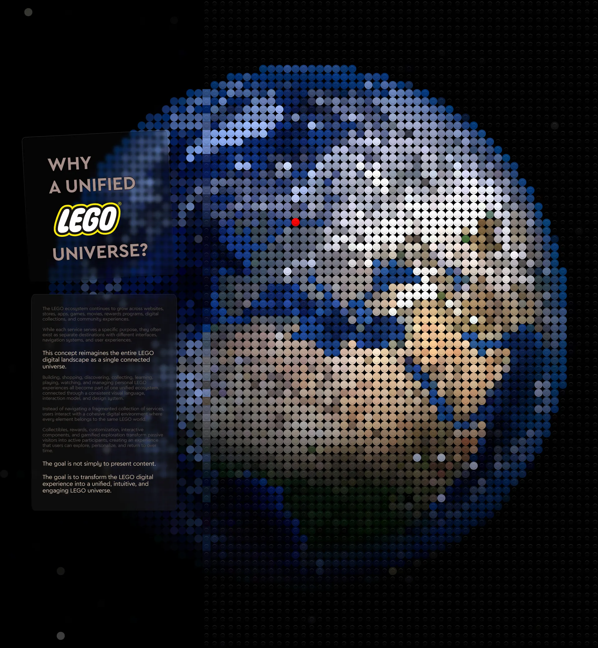 LEGO website redesign concept by Laszlo Barath - Hero header section with 3D interactive bricks