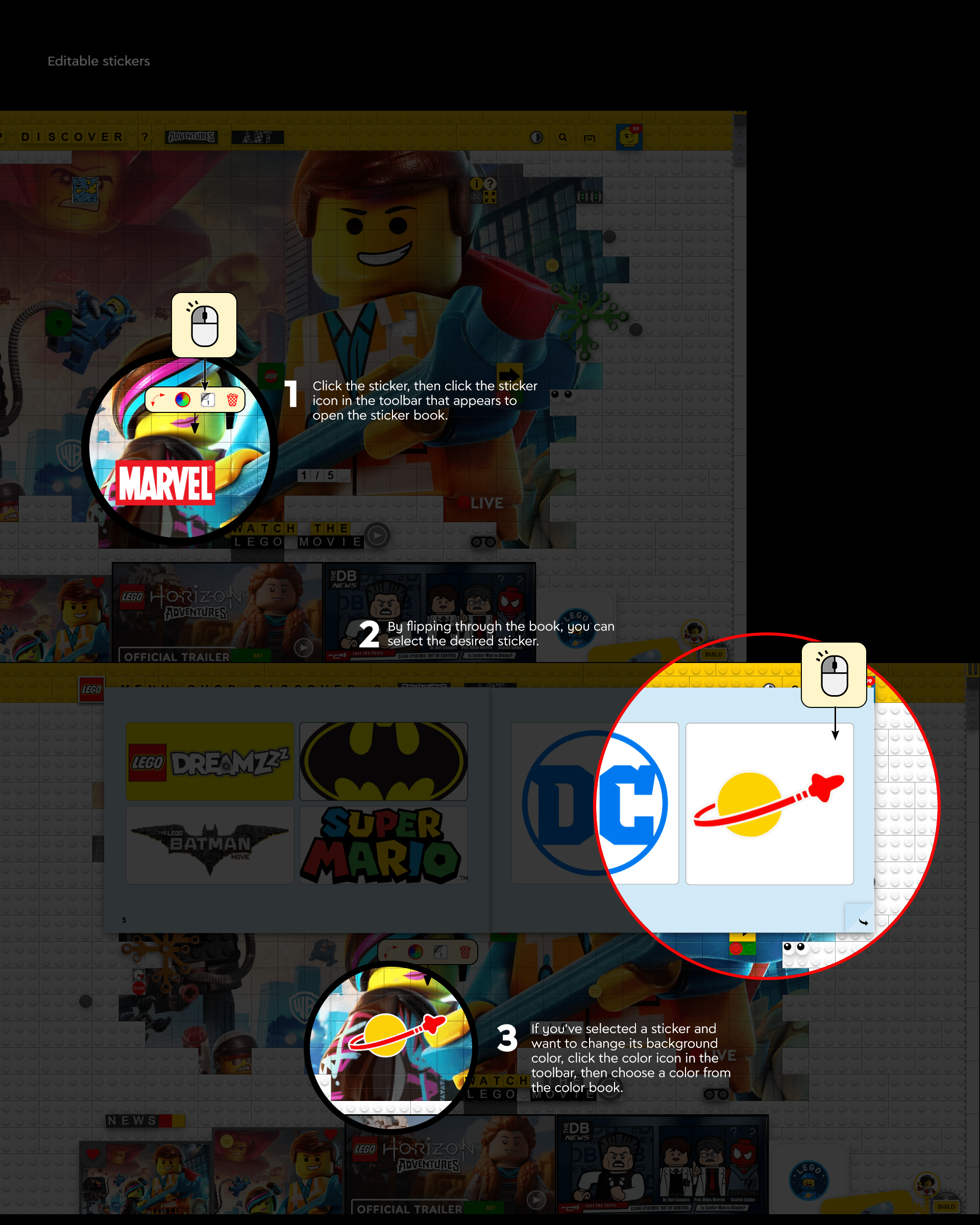 LEGO® Website Redesign Concept - Sticker Browser & Editable LEGO Stickers by Laszlo Barath