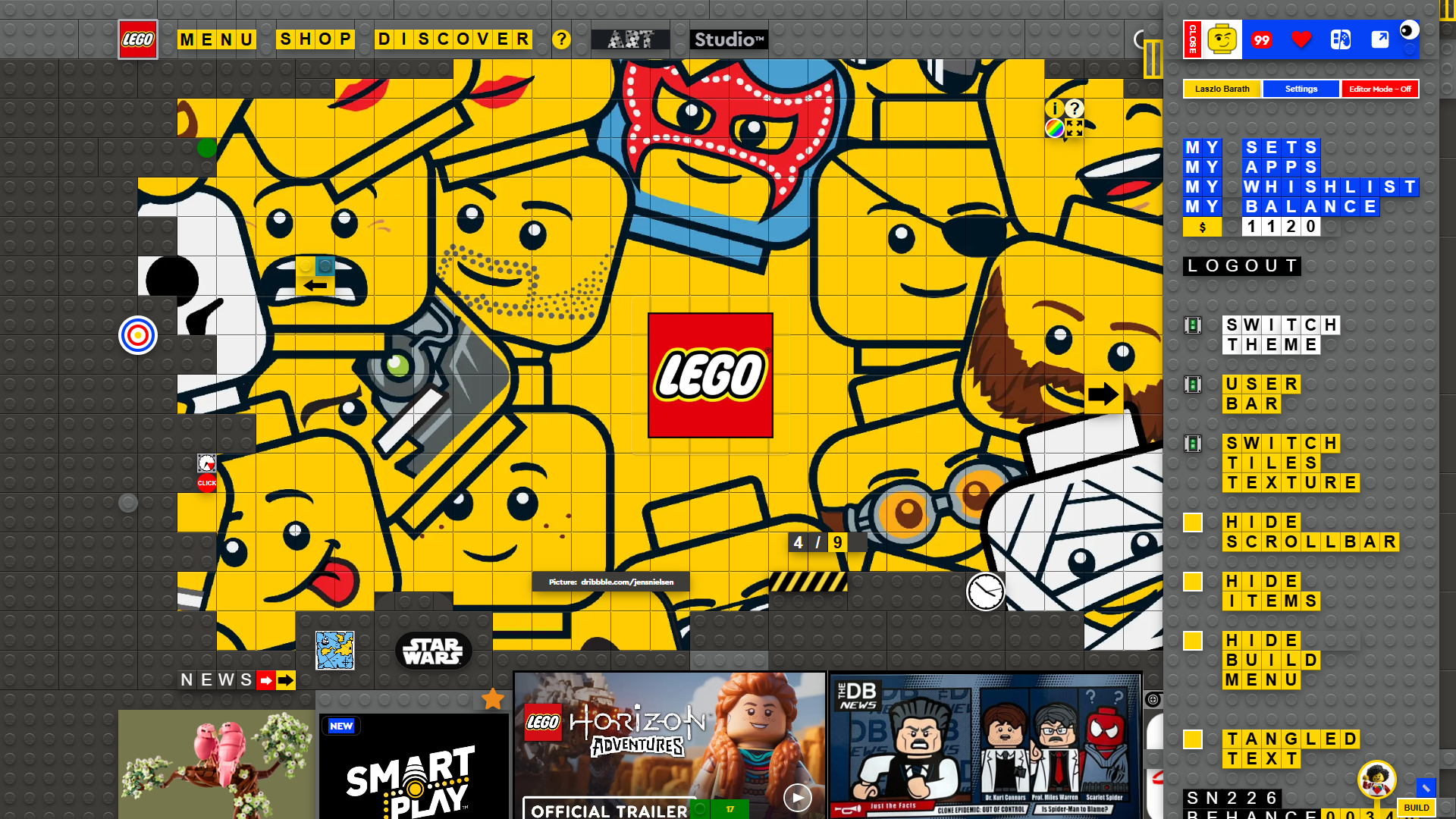 LEGO website redesign concept by Laszlo Barath - Visibility Toggle