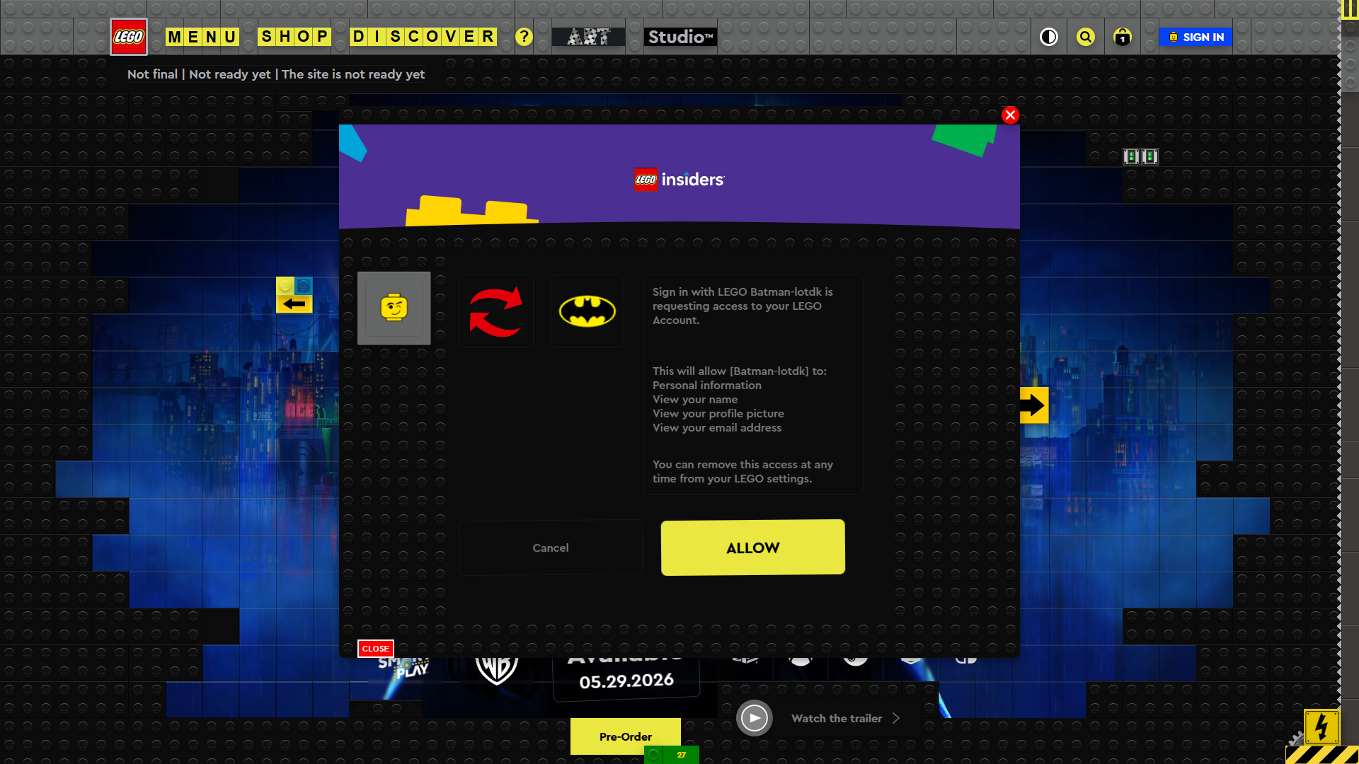 LEGO website redesign concept by Laszlo Barath - Oauth
